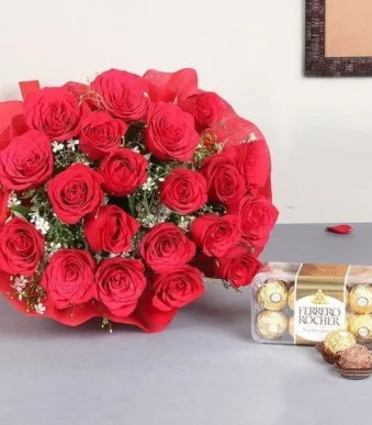 2 Dozen Roses With Frerro rocher