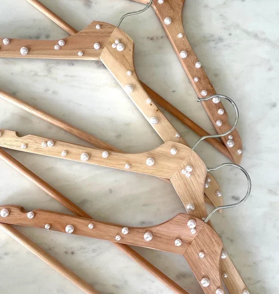Bridal Pearl Hanger – Custom Wedding Hangers with Pearls for Brides, Bridesmaids, and Wedding ==10 Piece==